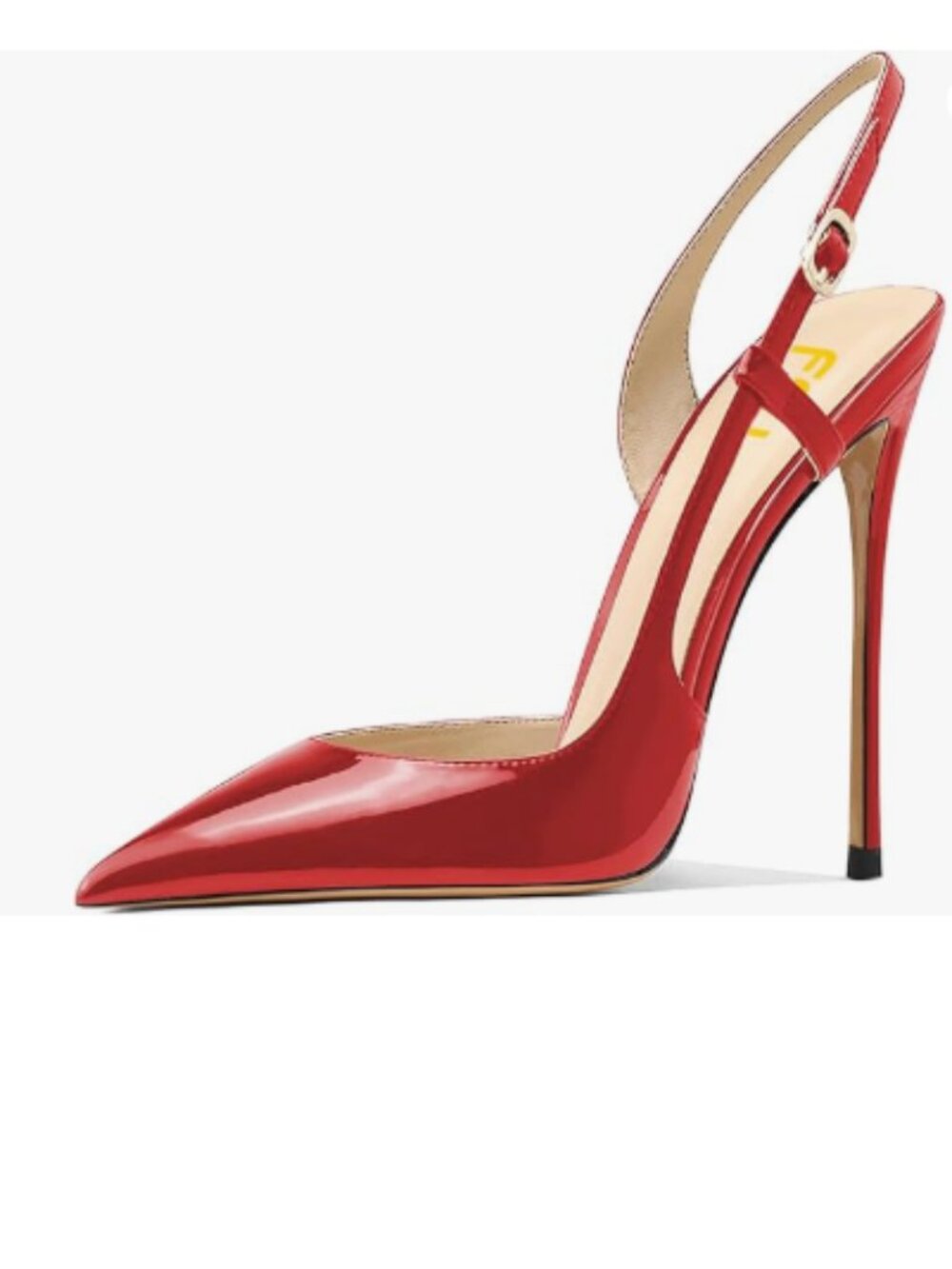 FSJ Red Pointed Toe D'Orsay High Heel Slingback Pumps